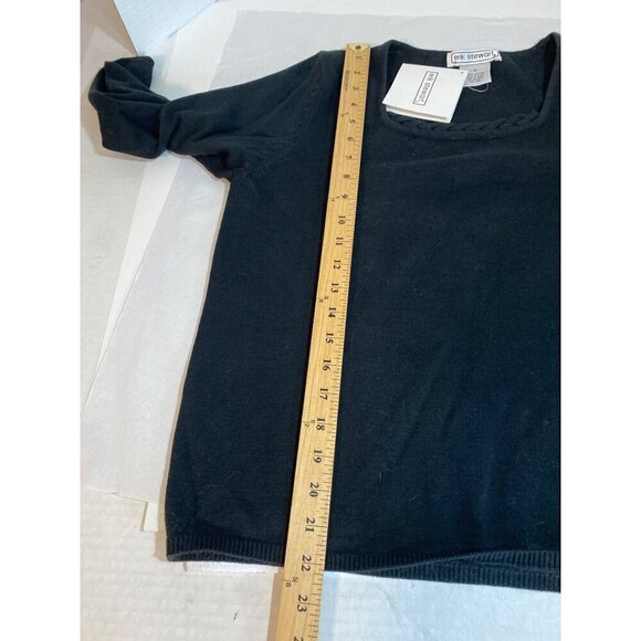 Erik Stewart Black Pull Over Sweater Braided Square Neckline Women’s Medium NWT - Picture 8 of 9